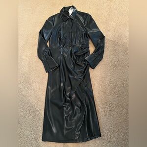 7 For All Mankind Faux Leather Black Long Sleeve Dress